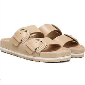 Tan leather and suede Vince Glyn Slides size 39 in great condition.